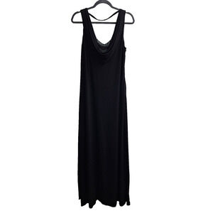 Calvin Klein Maxi Sleeveless Dress Size 12 Black Cowl Neck Embellished Stretch